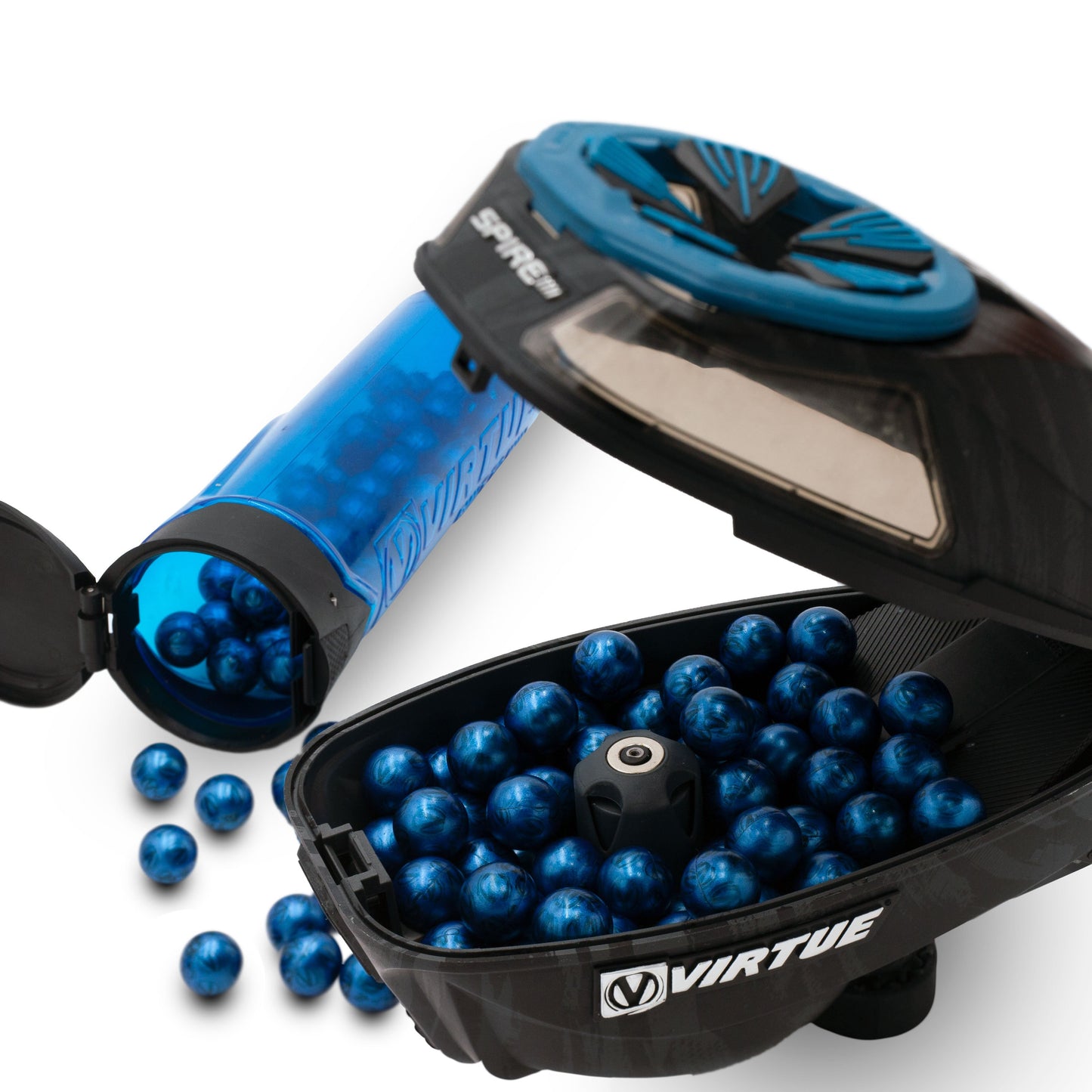 Virtue Ace Paintballs - Blue V-Logo Shell / Orange Fill - 1 Case