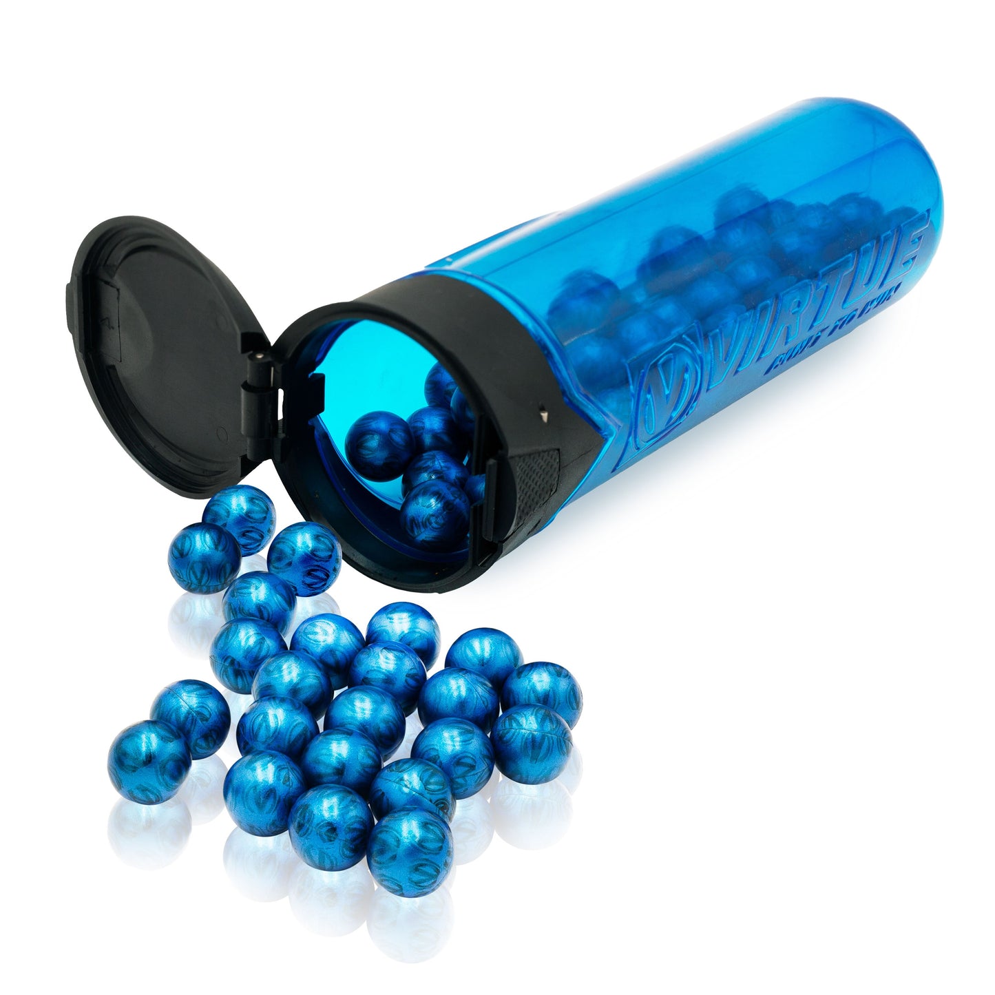 Virtue Ace Paintballs - Blue V-Logo Shell / Orange Fill - 1 Case